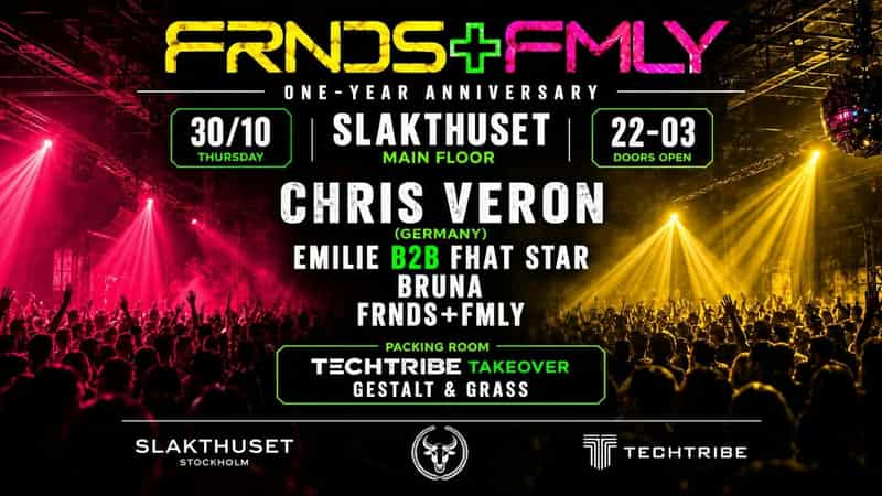 Image of event FRNDS+FMLY w/ Chris Veron (DE) by Slakthuset venue in Stockholm