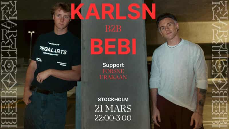 Image of event KARLSN b2b BEBI / Jurmala x Davve Live All Night Long by Slakthuset venue in Stockholm Image of event KARLSN b2b BEBI / Jurmala x Davve Live All Night Long by Slakthuset venue in Stockholm