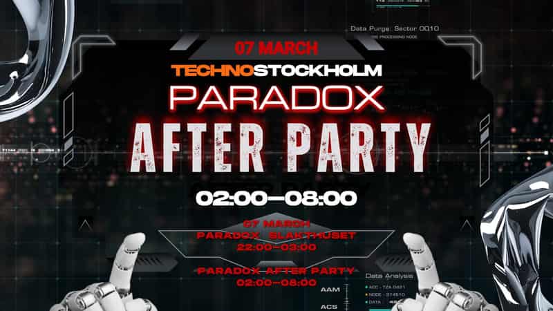Image of event ☆PARADOX☆ AFTER  PARTY    FRIDAY NIGHT AFTER SLAKTHUSET 02:00-08:00 by Technoladan venue in Stockholm
